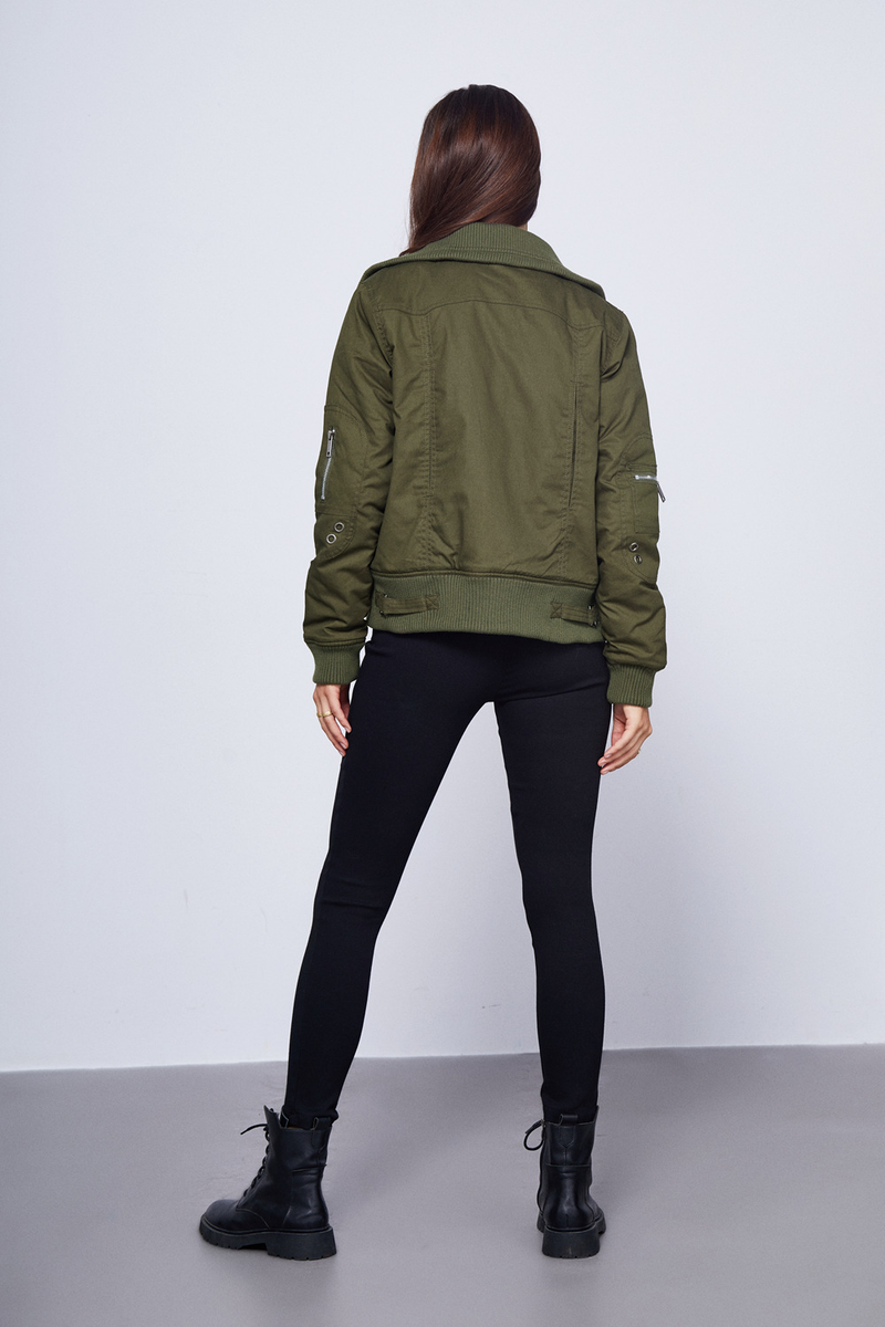 New women's short winter warm Women's high collar ribbed cotton jacket_voghion.com
