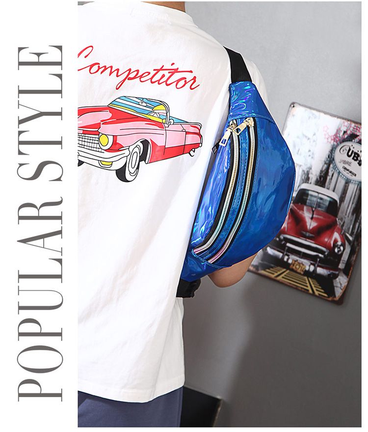 Sac banane laser multifonctionnel pour hommes et femmes, sac de poitrine à bandoulière simple, sac banane pour sports de plein air, sac de commerce extérieur en gros_voghion.com