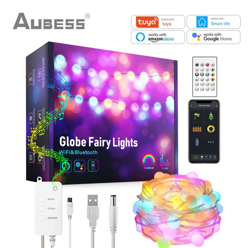 Tuya WiFi LED Streifen RGB String Licht Musik Sync RF Remote Wasserdicht USB 5V Über Smart Leben Alexa Google Home Alice_voghion.com