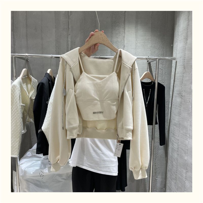 Leisure Sports Suit For Women Autumn 2024 Version New Long Sleeved Hooded Jacket, Stylish Vest Three Piece Set_voghion.com