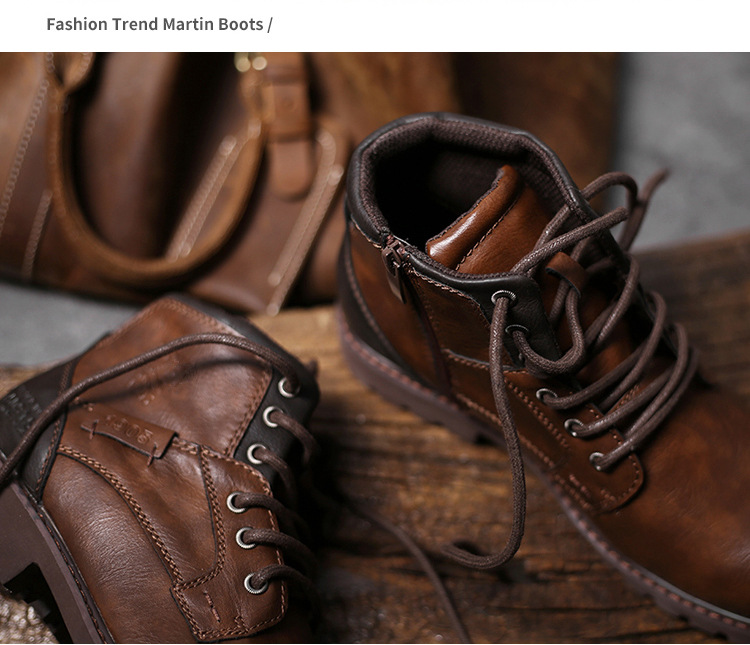 Zapatos de hombre, botas de talla grande, botas cortas con cremallera, zapatos de hombre, zapatos de caña alta, botas de trabajo para el desierto_voghion.com