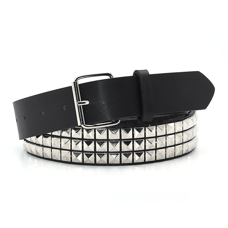 HOT High Quality Rivet Belt Men&Women's Studded Fashion Versatile Belts Punk Rock With Pin Buckle Drop Decoration Black Hot_voghion.com