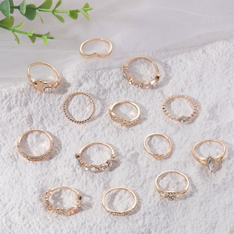 Neue Kombination Modische Persönlichkeit Punkt Diamant 13-Teiliges Set Ring Legierung Schmuck_voghion.com