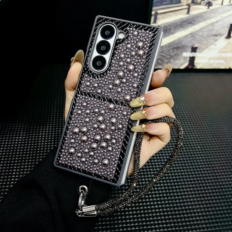 Pearl Hard PC-Telefonhülle für Samsung Galaxy Z Flip 7 6 5 4 3 Ani-Knock Proecor Cover mit Rhinesone Porable_voghion.com