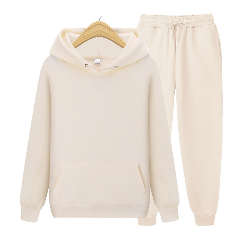 Abbigliamento da uomo Set di due pezzi con cappuccio, felpa e pantaloni della tuta, tinta unita_voghion.com
