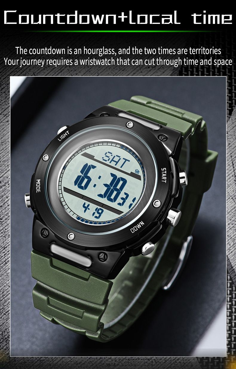 Multifunctional Sports Watch With Altimeter, Barometer, Pedometer, Compass, Temperature, And Waterproof For Outdoor Hiking, Running, And Daily Use_voghion.com