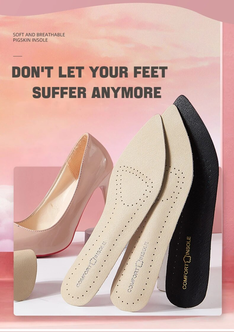 1 Paar Leder Damen Schuhe Einlegesohlen Weiche, rutschfeste Schuhpolster Komfort-Einlegesohle zur Unterstützung des Fußgewölbes zur Linderung von Plantarfasziitis an den Füßen_voghion.com