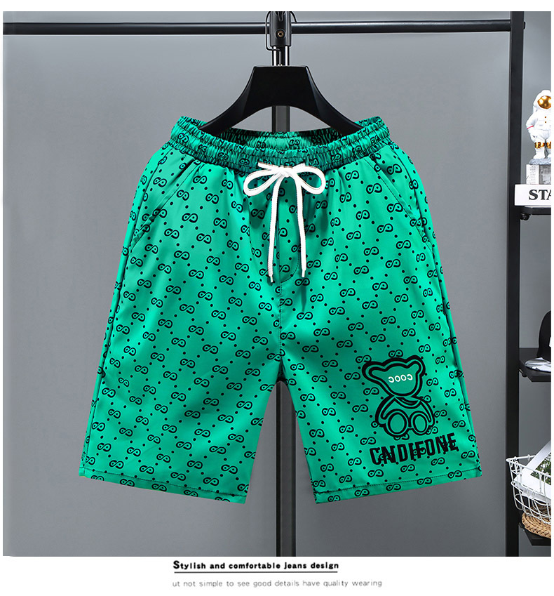 Man's clothing Men's summer digital print casual shorts beach pants 5 minutes high-grade ice silk loose handsome_voghion.com