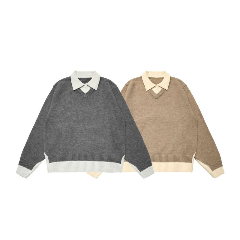 Maglione a collo alto lavorato a maglia in stile coreano antico, semplice, da uomo, autunno 2025, camicia di base in due pezzi_voghion.com