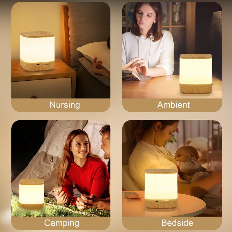 Glitzerlife LED Nachttischlampe 1800mAH 2ER Touch Dimmbar - Tischlampe Akku USB Aufladbar Nachttischlampe Kabellos Mit 3 Farbtemperaturen Und Timing Nachtlicht_voghion.com