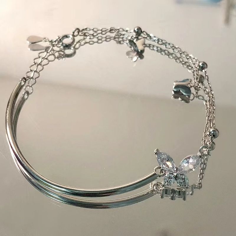 Pulseira Meia Pulseira Borboleta para Mulheres, Instagram Incolor, Design Pequeno e Elegante, Simples e Elegante, Presente de Dia dos Namorados para Mulheres_voghion.com