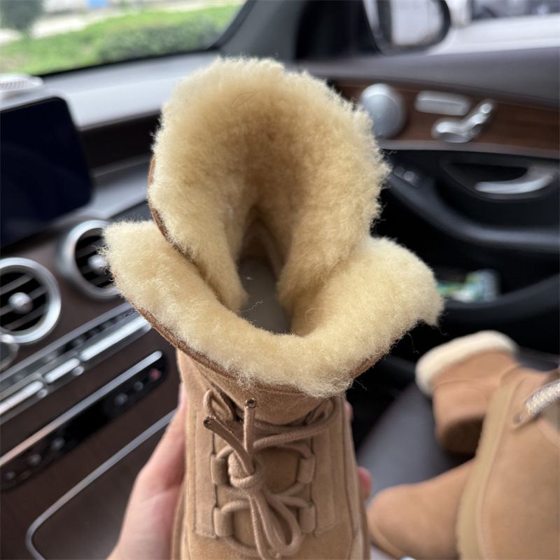 Winterstiefel mit Schnürung für Damen, 2025, neue warme Schuhe aus Schaffellwolle mit Fleecefutter und rutschfester Sohle_voghion.com