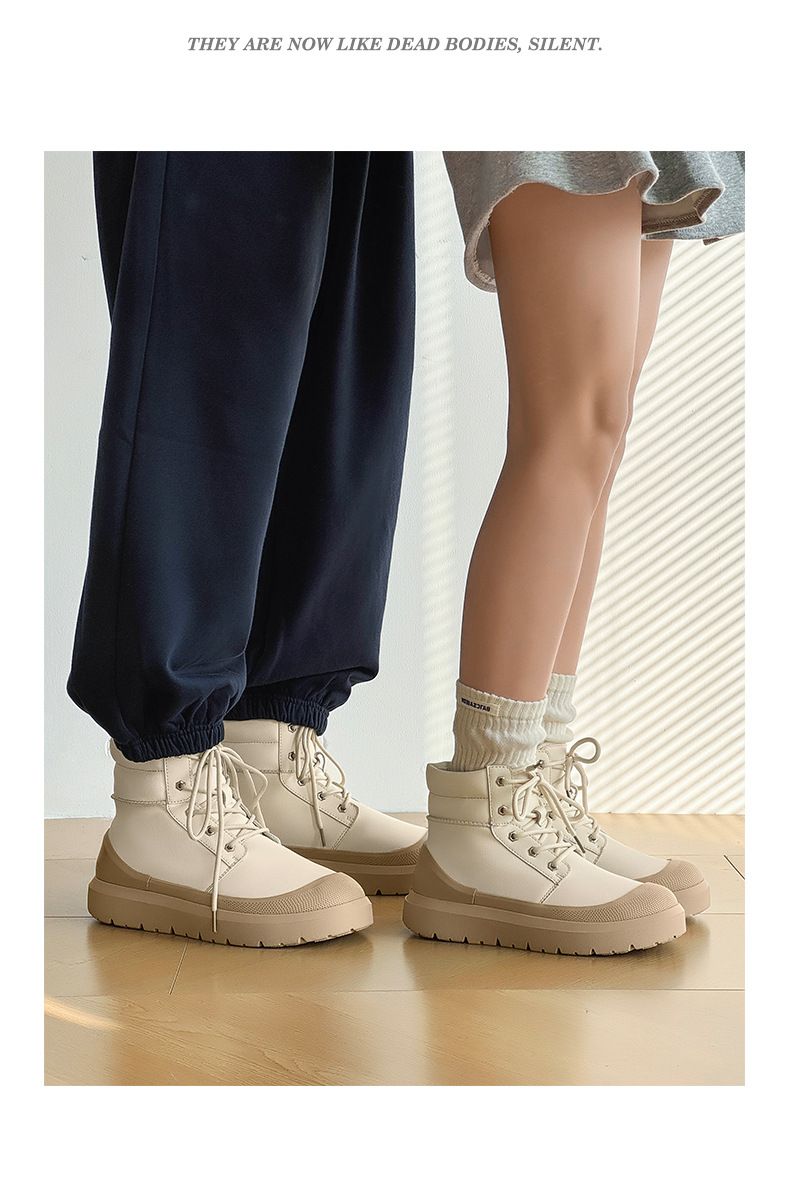 Unisex Winter Boots With Faux Fur Lining, Waterproof & Slip-Resistant, Comfortable Thick-Soled Casual Shoes For Men And Women_voghion.com