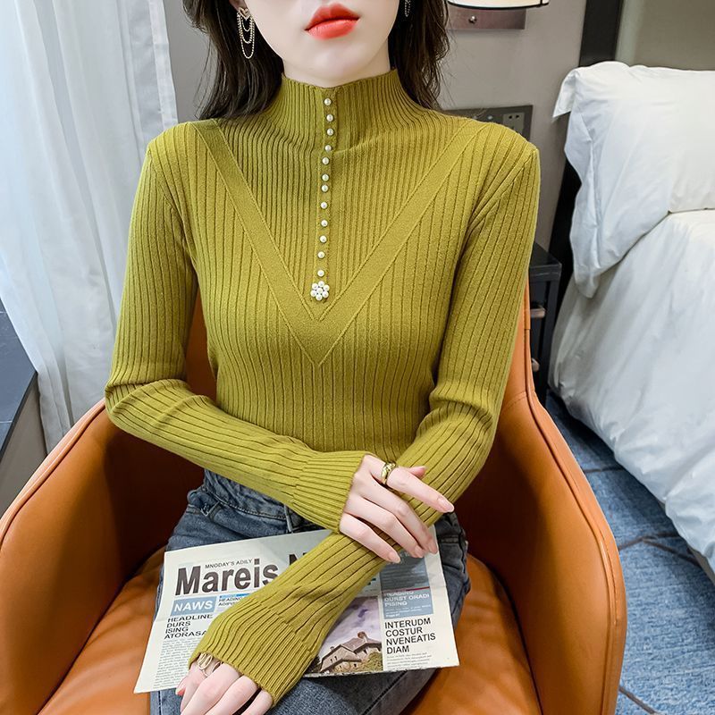 2025 Half High Neck For Women In Autumn Winter Of , New Warm And Slim Fit, Slimming Effect, With A Knitted Base Sweater_voghion.com