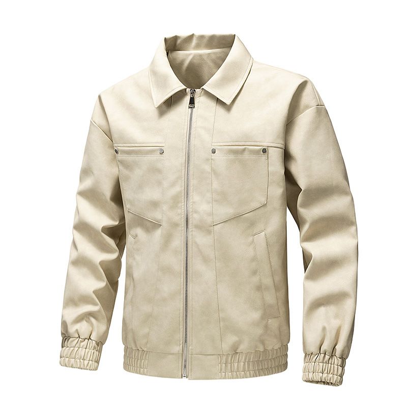 Herren Lederjacke Motorrad Rennanzug Stehkragen Herrenjacke_voghion.com