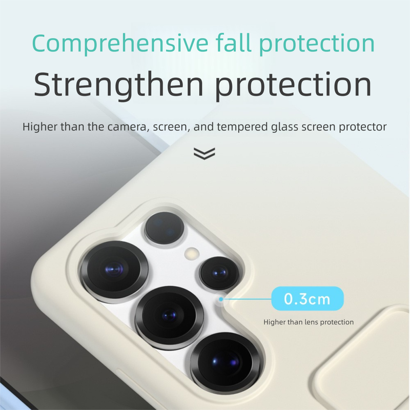 Suitable For Samsung S25Ultra Phone Liquid Silicone S24Plus Folding Stand Full Coverage Solid Color Protective Case_voghion.com