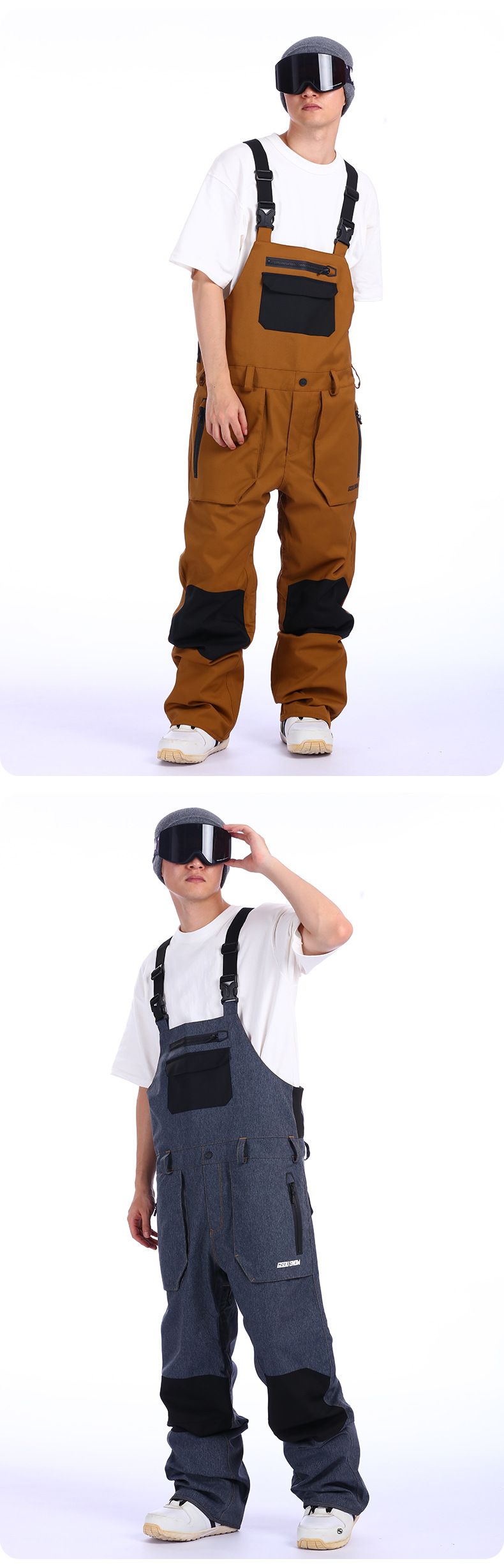 001 2425 New Me, Widproof, Warm, Waterproof, Sigle Ad Double Board, Foreig Trade Oe-Piece Ski Pats With Straps For_voghion.com