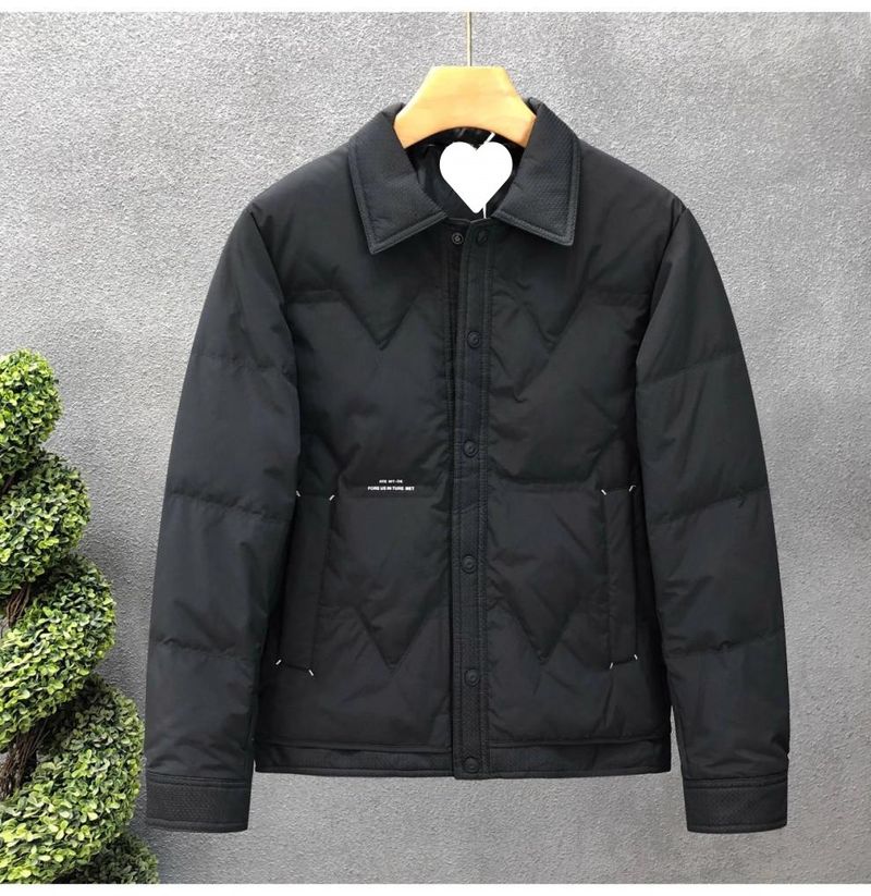 Men's Lightweight Winter Puffer Jacket With Notched Lapel, Stylish Short Coat, Thickened Insulation For Extreme Cold (-50°C), Black/White/Coffee_voghion.com