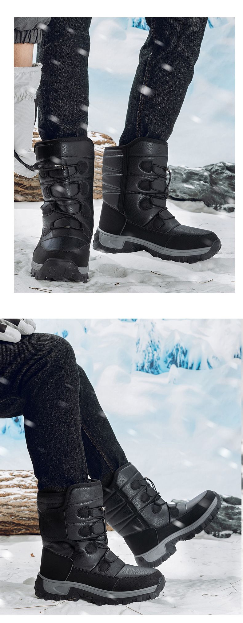 「XGXC」Large Size Outdoor Snow Boots, Winter Waterproof High-top, Versatile Couples Cold-weather Snow Boots_voghion.com