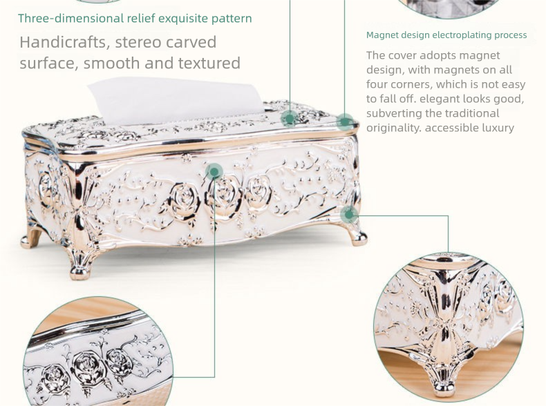European Style Fashion Coffee Table Storage Tissue Home High-end Napkin Box Household Creative_voghion.com