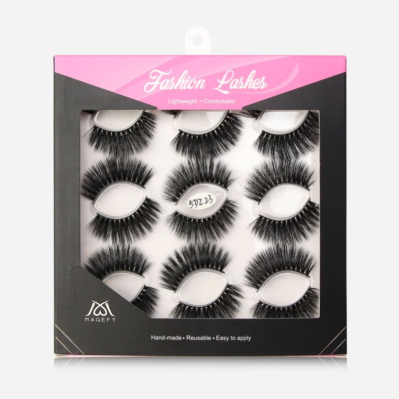 9 Pairs Of 5D Mink False Makeup Tools Natural Realistic Dense Magnetic Eyelashes_voghion.com