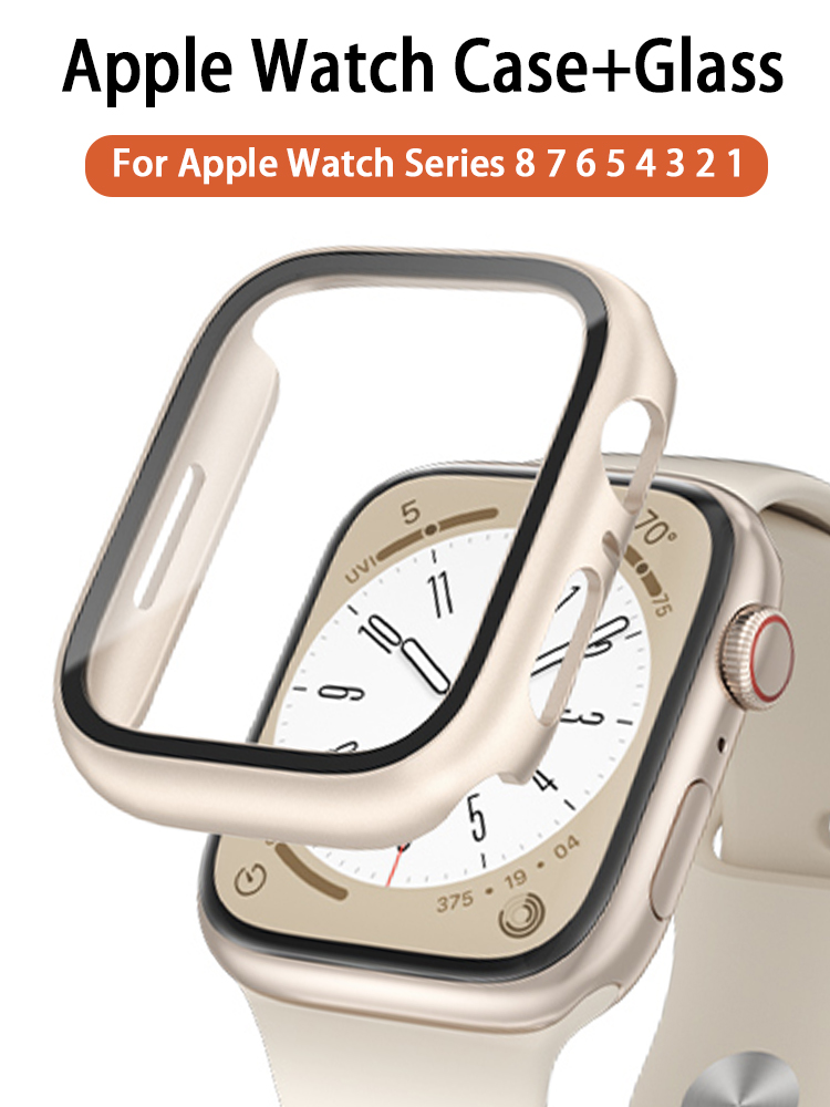Glass+Cover For Apple Watch case 8 7 6 SE 5 3 iWatch Accessorie Screen Protector Apple watch serie 45mm 41mm 44mm 40mm 42mm 38mm_voghion.com