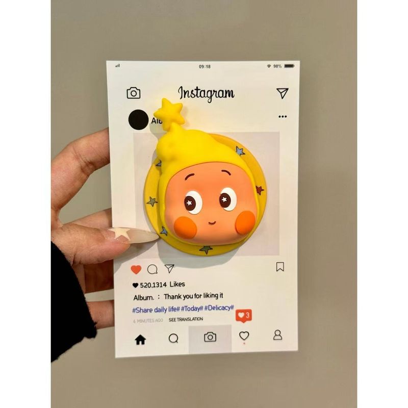 Custodia magnetica TechGlobe a forma di cartone animato con testa grande rotante e stella carina, compatibile con iPhone 16 Pro Max 15._voghion.com