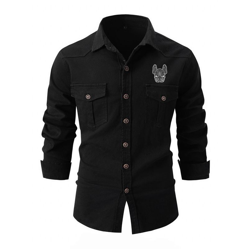 Camicia a maniche lunghe casual alla moda in cotone elasticizzato lavato, nuova taglia europea, primavera e autunno 2025 da uomo_voghion.com