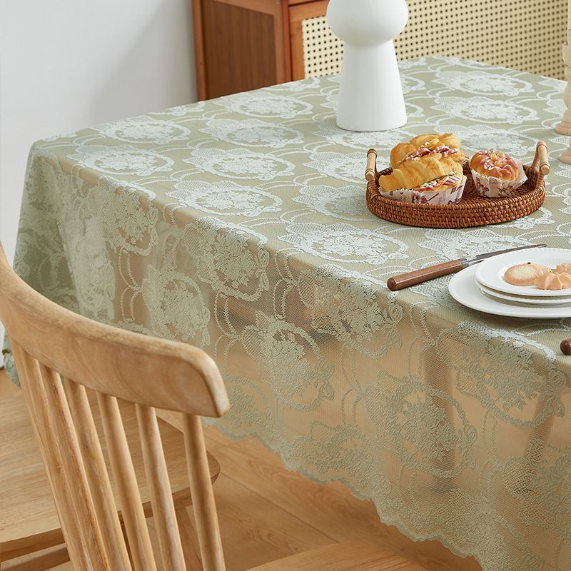 Tischdecke aus französischer Spitze – eleganter, wasserdichter und hitzebeständiger Polyesterstoff für Esstische, rechteckige Form (rot/grün/weiß/beige)_voghion.com