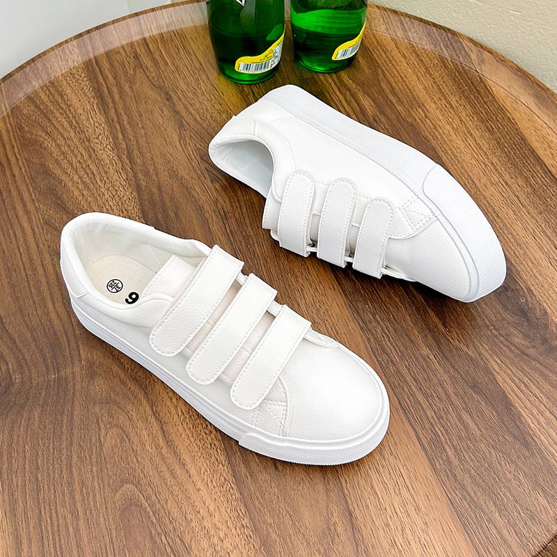 Unbeatable Quality Suit Board Magic Buckle Couple Style, Three Straps, Student Skateboard Men's Casual Small White Flat Shoes, Women's_voghion.com
