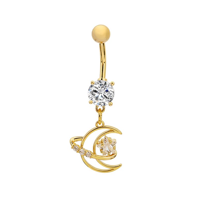Piercing per ombelico con nappa a forma di stella e luna - Gioielli per piercing in zircone (alla moda e ipoallergenici)_voghion.com