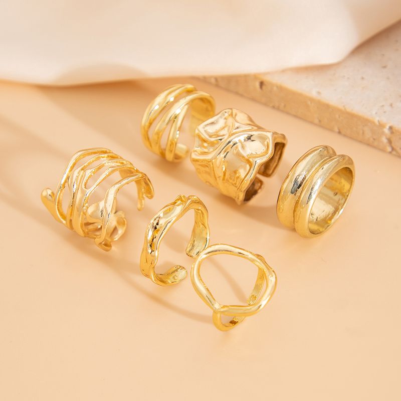 ins liquido linea geometrica anello aperto nicchia design irregolare lava anello mano gioielli donna_voghion.com