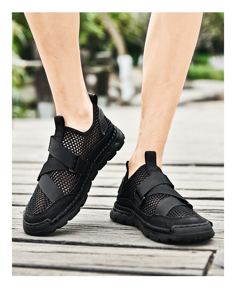 Nuove scarpe da spiaggia estive oversize di fascia alta, sandali, antiscivolo, streaming cucito a mano, scarpe da uomo_voghion.com