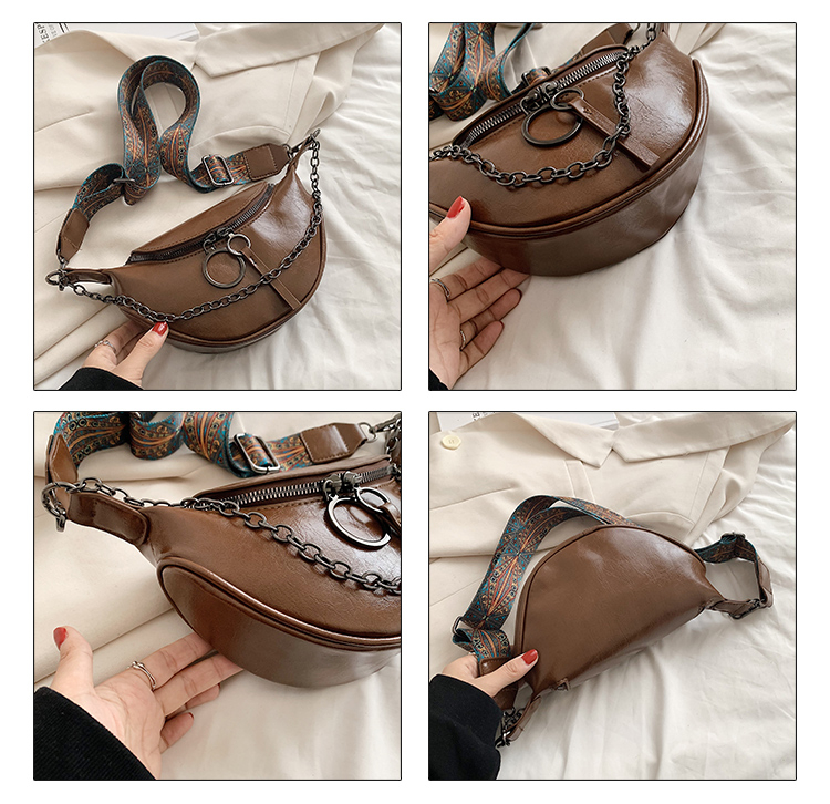Muoti satulavyötärö vyölaukku nahkainen naisten vyölaukut ketju käsilaukku kukkaro nainen retro olkapää crossbody rintalaukku_voghion.com