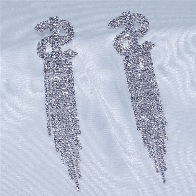 Orecchini a catena con strass USD di alta qualità, orecchini lunghi con nappe dolci e alla moda da donna_voghion.com