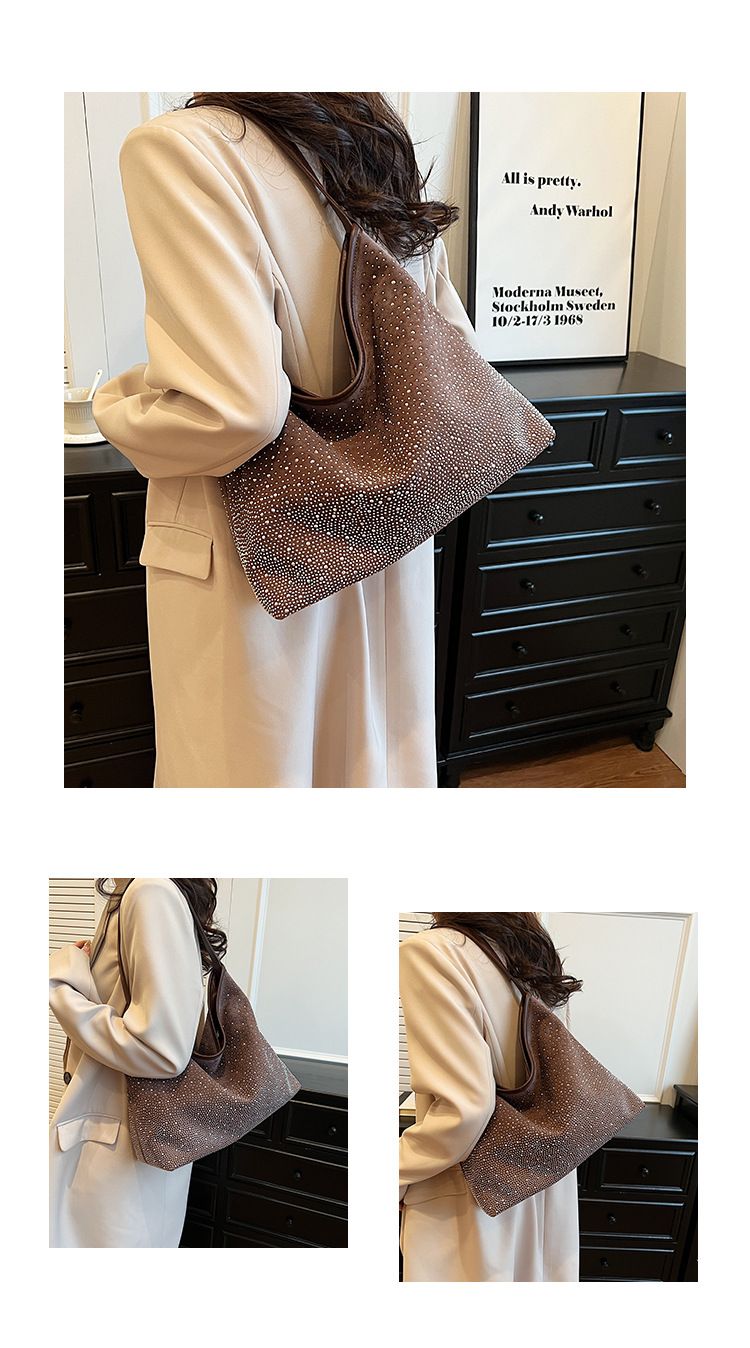 Borsa sottobraccio da donna, autunno e inverno, nuovo stile, tracolla singola, alla moda, con rivetti, grande capacità, borsa a secchiello per il tempo libero_voghion.com