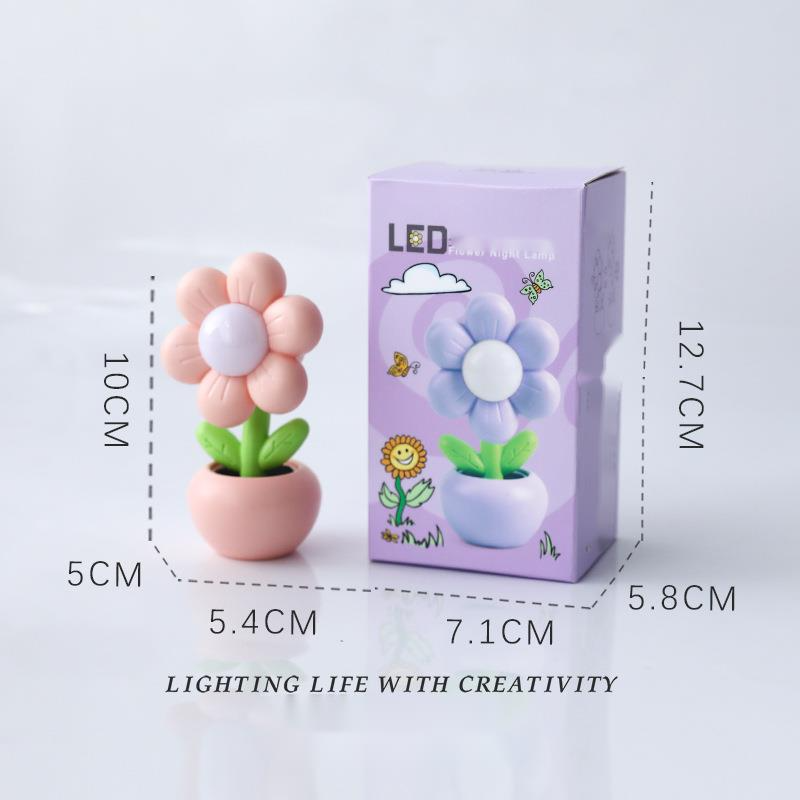 Mini grazioso fiore camera da letto creativo ornamento comodino crema colla fai da te luce notturna regalo di laurea lampada da tavolo_voghion.com