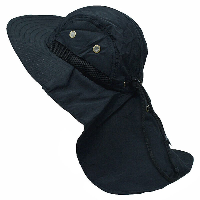 Unisex Boonie Snap Hat with Wide Collar Flap Cap 100% Cotton Outdoor Bucket Hat_voghion.com