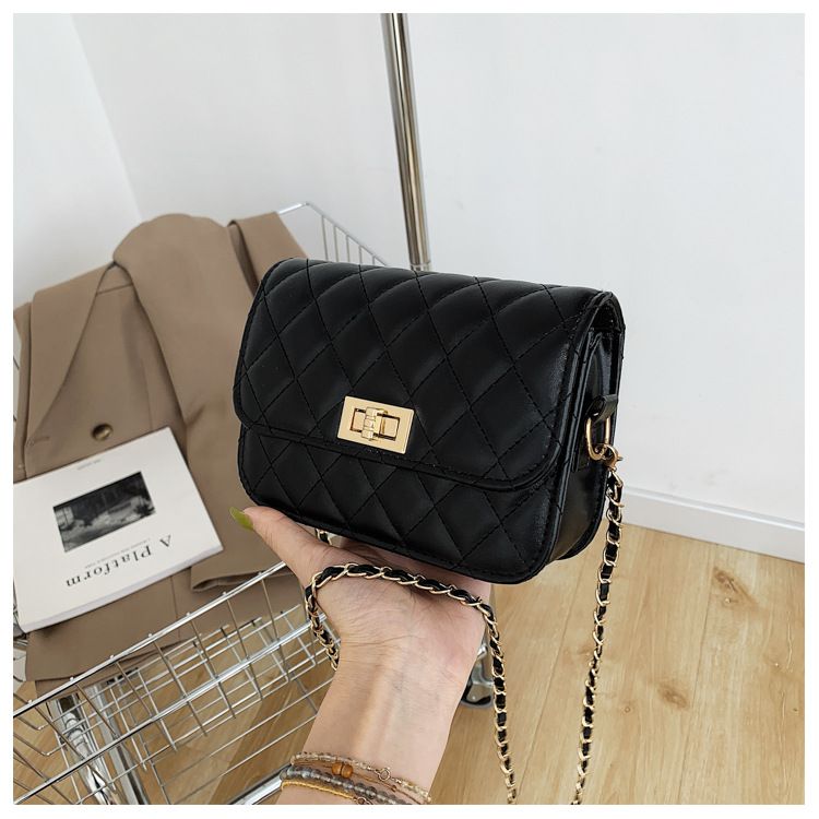 Retro Damestas Trend Mode Casual Diamant Lattice Ketting Crossbody Tas Kleine Vierkante Tas_voghion.com