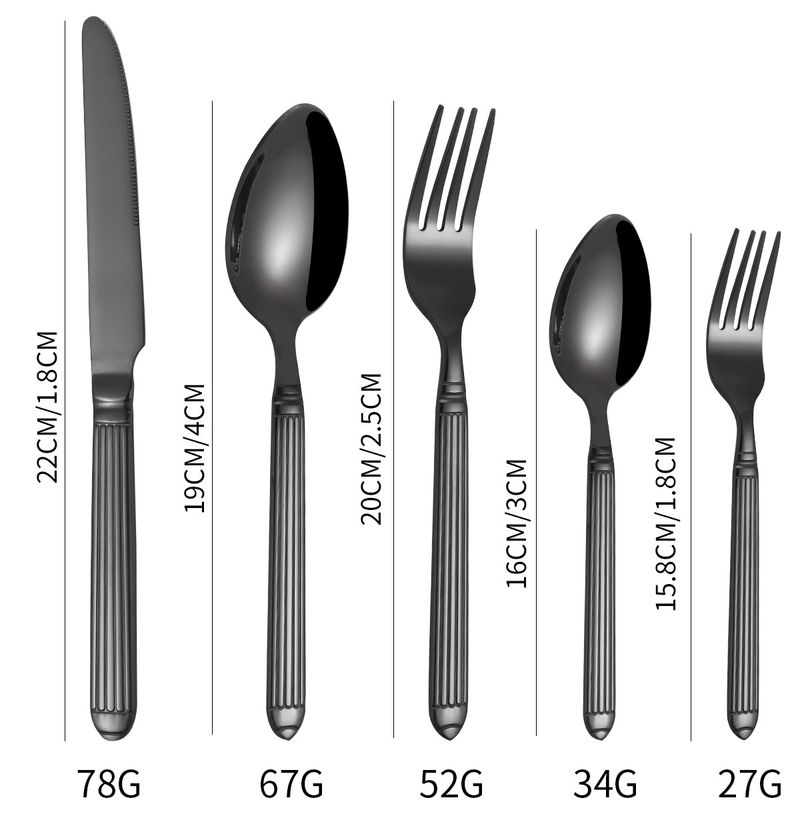 Set di posate in acciaio inossidabile - Set di 20 coltelli e forchette da bistecca (5 pezzi x 4 posate, qualità 18/10)_voghion.com