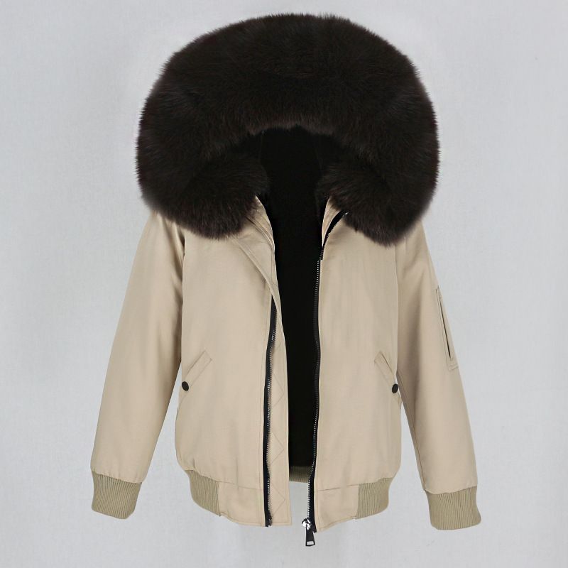 Women's Clothing New Style Parka With Thickened Artificial Fur Lining, Detachable Real Fur Large Fur Collar Jacket For Women_voghion.com