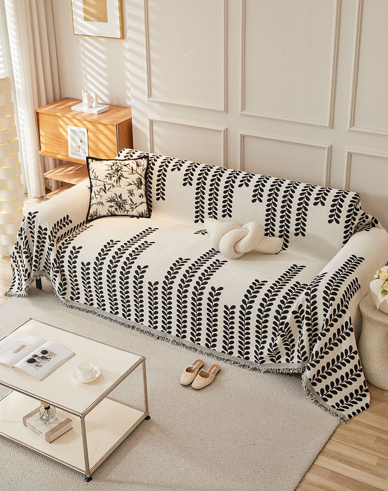 Luxuriöser, rutschfester Sofabezug – Wende-Überwurfdecke mit Blattmuster für die Couch, ganzjährig verwendbar, dehnbar und waschbar, passend für die meisten 3-Sitzer-Sofas_voghion.com