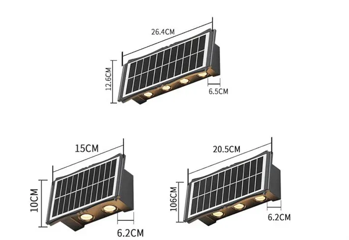 Solar wandlamp voor buiten, waterdicht, op en neer, lichtgevende verlichting, balkon, tuin, tuindecoratie, verlichting_voghion.com