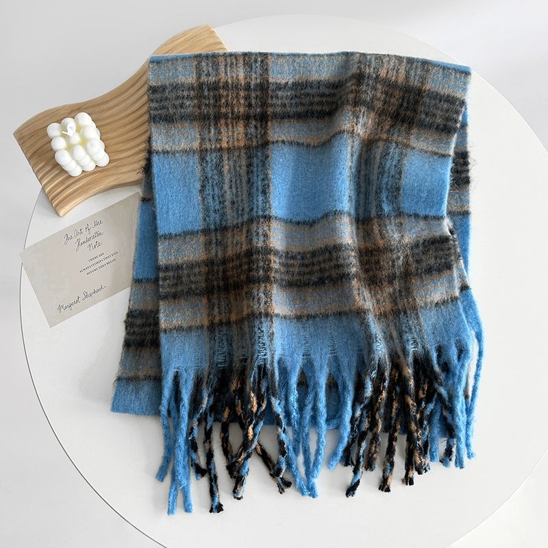 Weicher, mohairähnlicher, karierter Schal – warmer Winterschal für Damen (47 x 230 cm, kariertes Design, leicht und gemütlich, vielseitiges Styling)_voghion.com