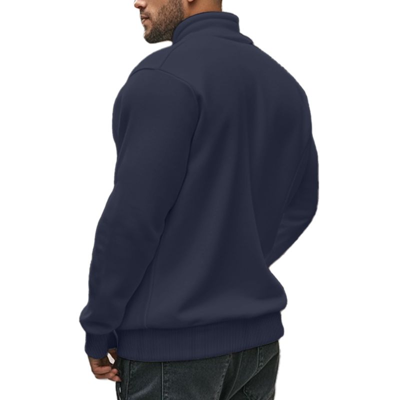 Herbst und Winter Neue Herren Sweatshirt Casual Reißverschluss Stehkragen Plus Samt Einfarbig Herrenjacke_voghion.com