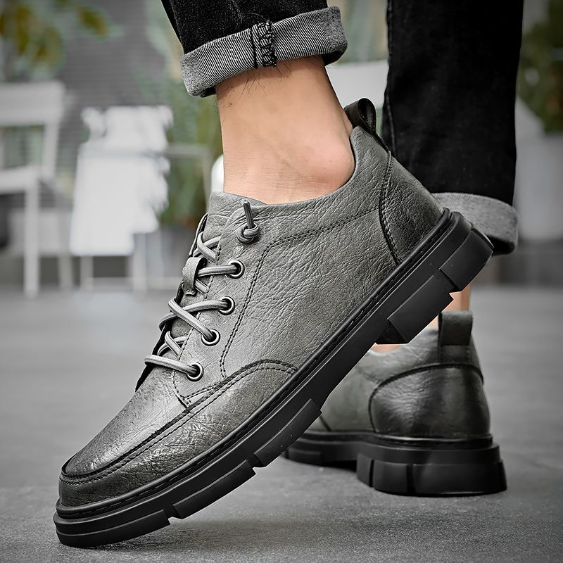 Neue Business-Kleidung für Herren, Freizeitschuhe, britischer Stil, Leder, weiche Unterseite, schwarze Low-Top-Martin-Stiefel_voghion.com