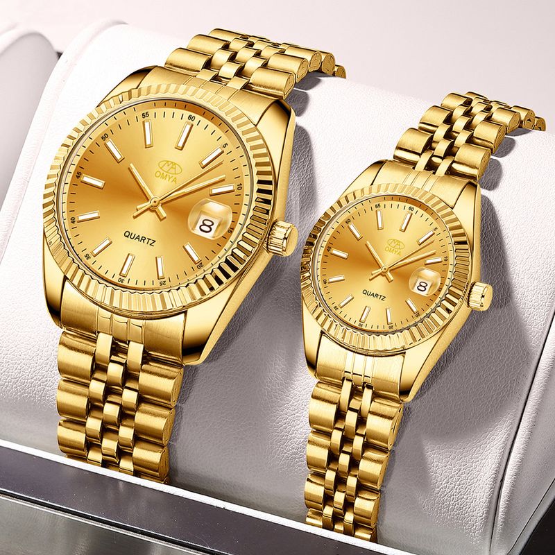 Unisex vandtætte parure Kalender Display Quartz Movement Rustfrit Stål Sports Ur Sæt_voghion.com