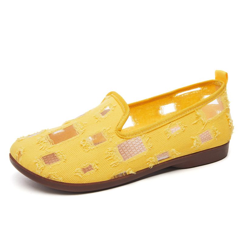 Schuhe Damen, Atmungsaktiv Vielseitig Für Frühling Und Sommer, Einzelner Fuß Faul Flacher Mund Flache Unterseite Loch Schuhe,_voghion.com