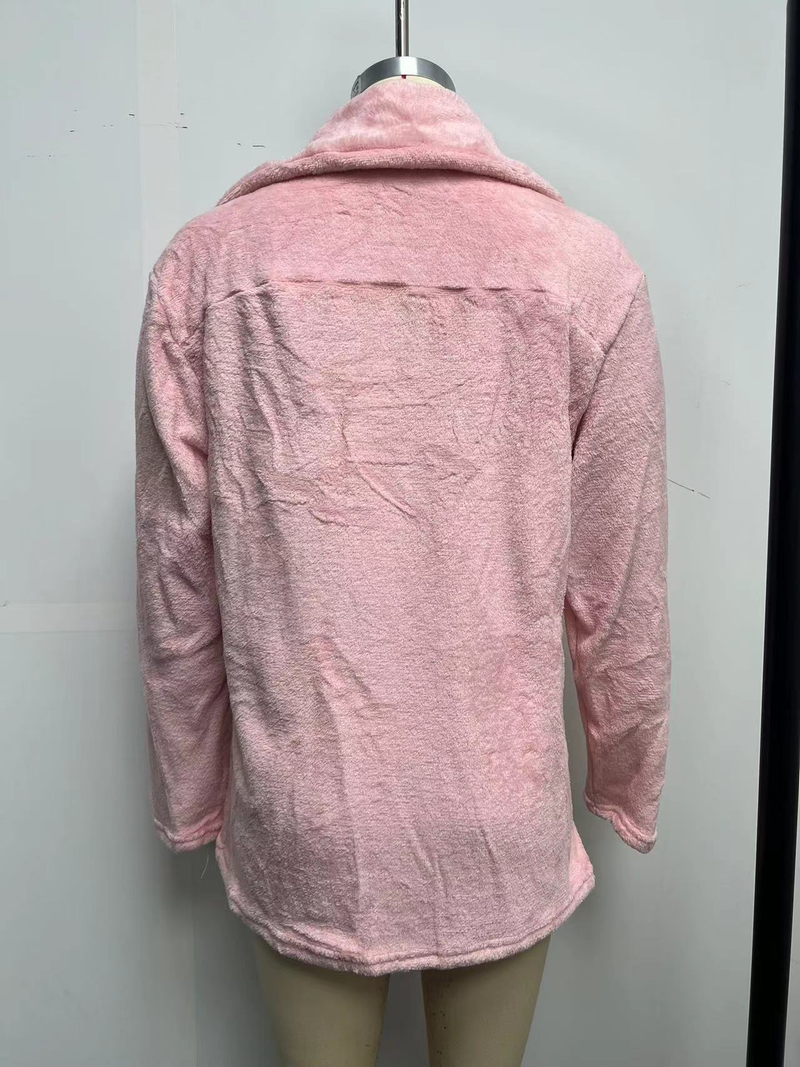 Women's Clothing Autumn and Winter Jacket Sexy Plush Lapel Slim Jacket_voghion.com