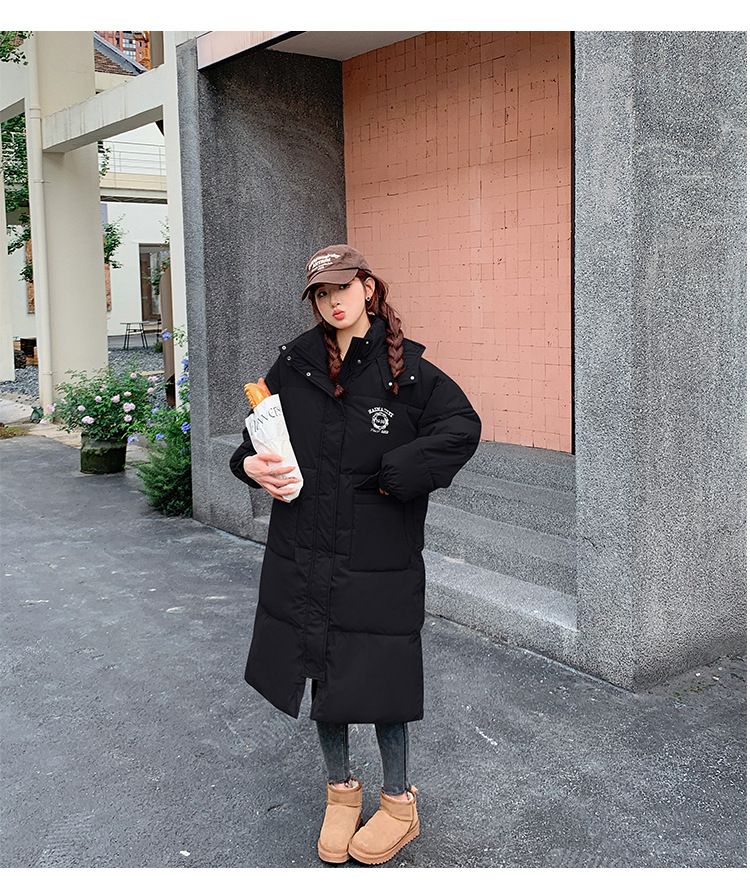 Modische, lockere, lässige Steppjacke mit langer Kapuze für Damen_voghion.com